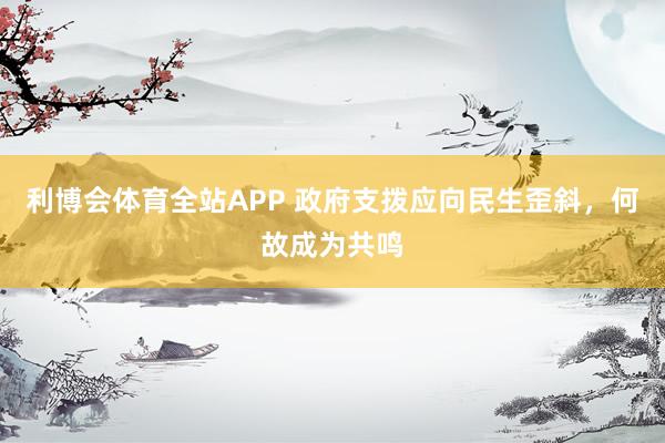 利博会体育全站APP 政府支拨应向民生歪斜，何故成为共鸣