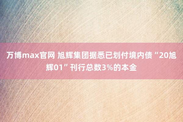 万博max官网 旭辉集团据悉已划付境内债“20旭辉01”刊行总数3%的本金