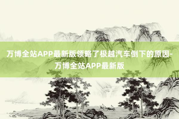 万博全站APP最新版领略了极越汽车倒下的原因-万博全站APP最新版