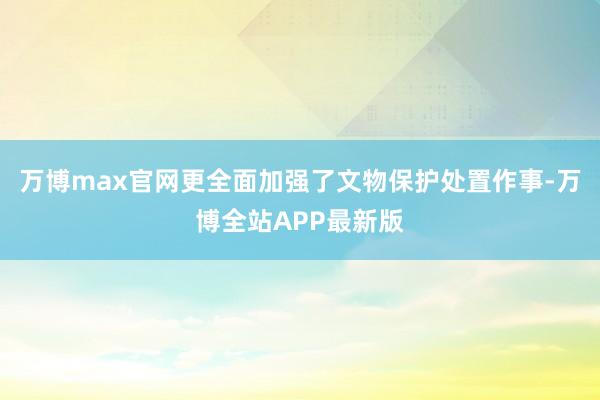 万博max官网更全面加强了文物保护处置作事-万博全站APP最新版